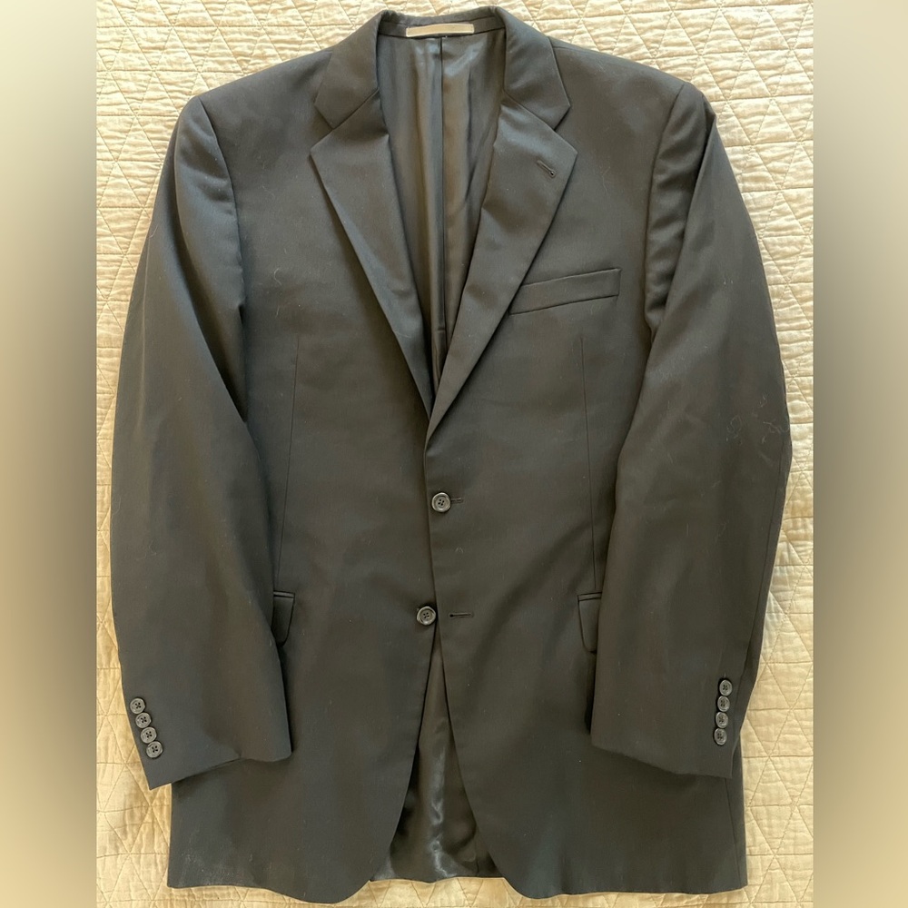 Burberry Made in USA Super 100’s Wool Bond Street Suit Jacket in Black‎ 43 L